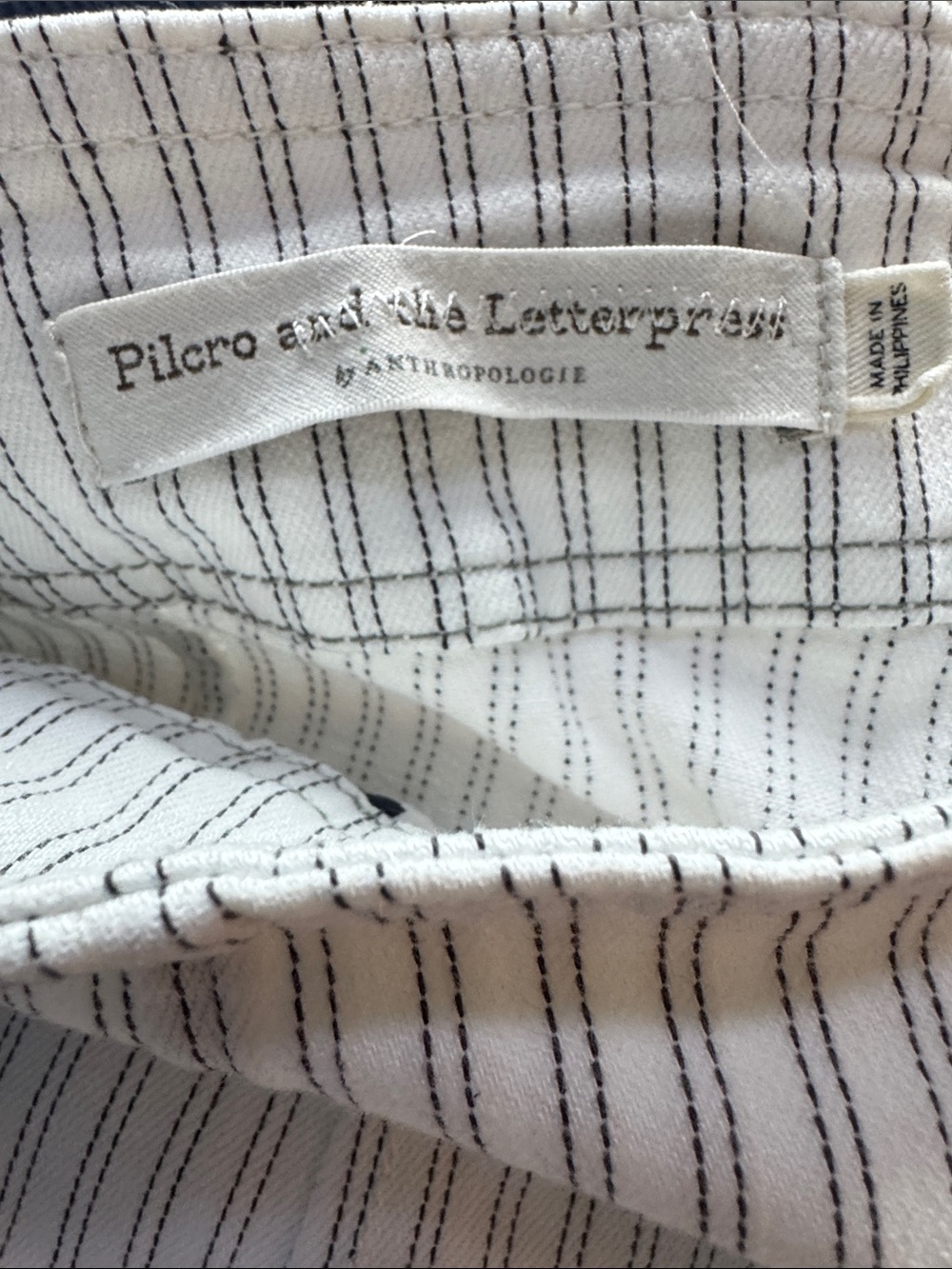 Anthropologie -pilcro and the Letterpress White high rise Pants with Stripes - Picture 2 of 10